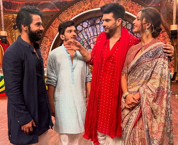 Karan Kundrra is all smiles as he poses with Rajkummar Rao and Triptii Dimri 918276