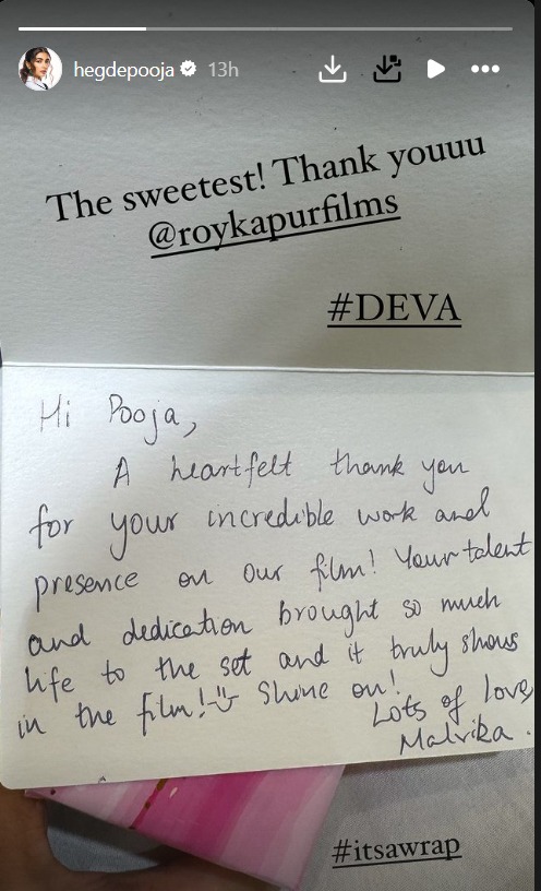 Pooja Hegde wraps up shoot for 'Deva'; gets a special thank you 916587