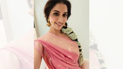 Rukmini Maitra’s Traditional Chic: Pink Saree and Gajra Braids