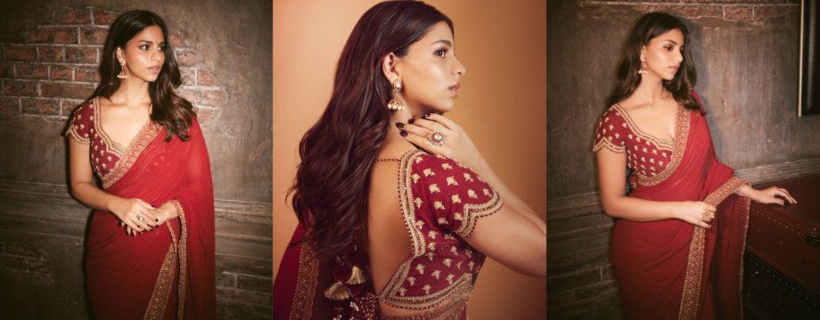 Suhana Khan Stuns in Vibrant Red Saree-Serving Ultimate Festive Fashion Inspiration 917378