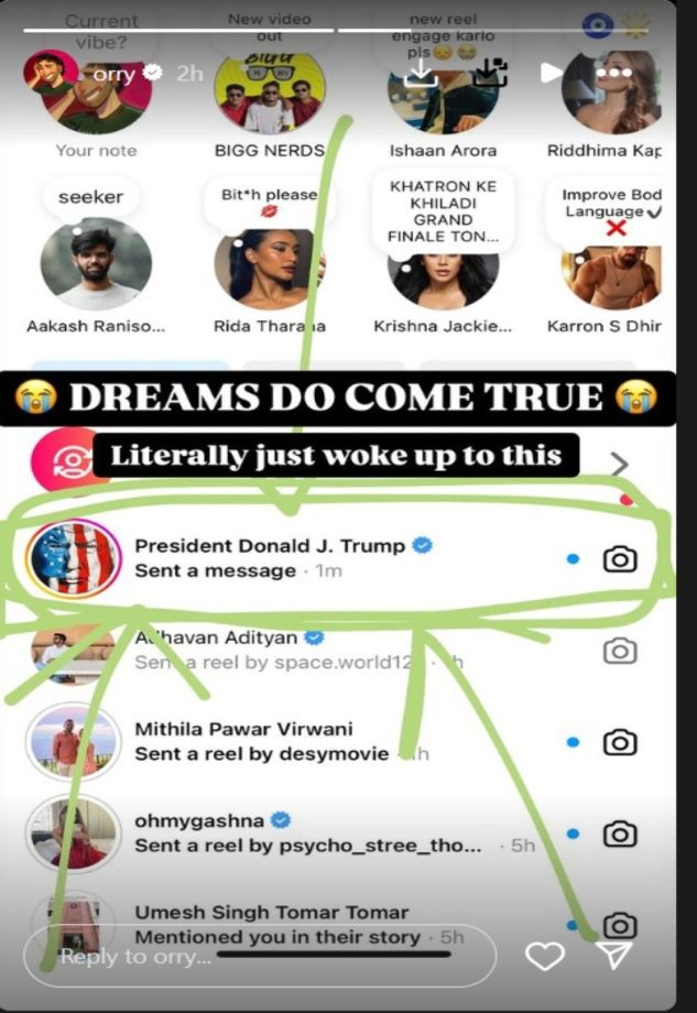 Woah! Orry received an Instagram DM from former US President Donald Trump for real 920015