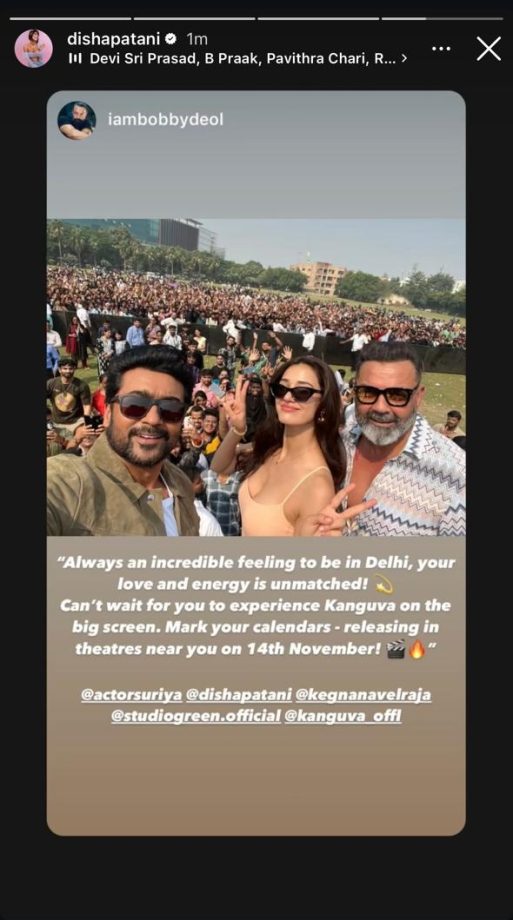Disha Patani, Bobby Deol & Suriya have a gala time at an event in Delhi for 'Kanguva' 922817