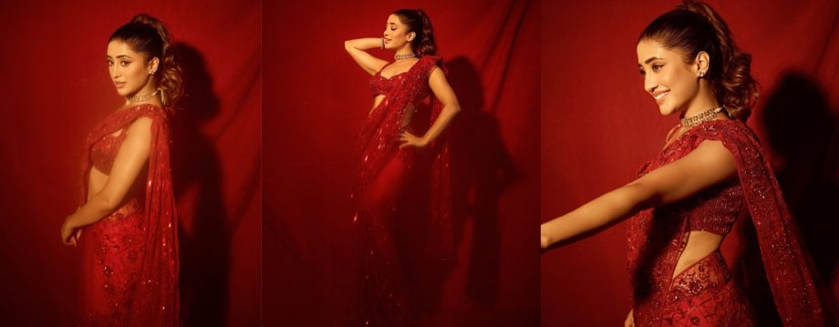 Diwali Glam: Jasmine Bhasin, Shivangi Joshi, and Tina Dutta Dazzle in Stunning Sarees 924172