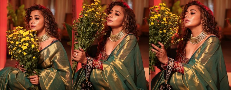 Diwali Glam: Jasmine Bhasin, Shivangi Joshi, and Tina Dutta Dazzle in Stunning Sarees 924167