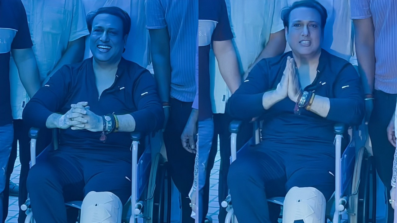 Govinda comes out and addresses his fans in a wheelchair; thanks everyone for their prayers 920601