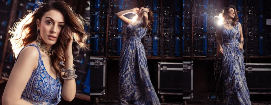 Hansika Motwani Takes The Traditional Fashion A Level Up In Blue And White Three-piece 922650