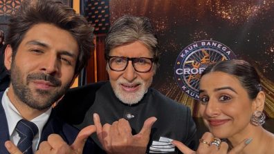 Kartik Aaryan and Vidya Balan Pose with Amitabh Bachchan as they Promote ‘Bhool Bhulaiyaa 3’