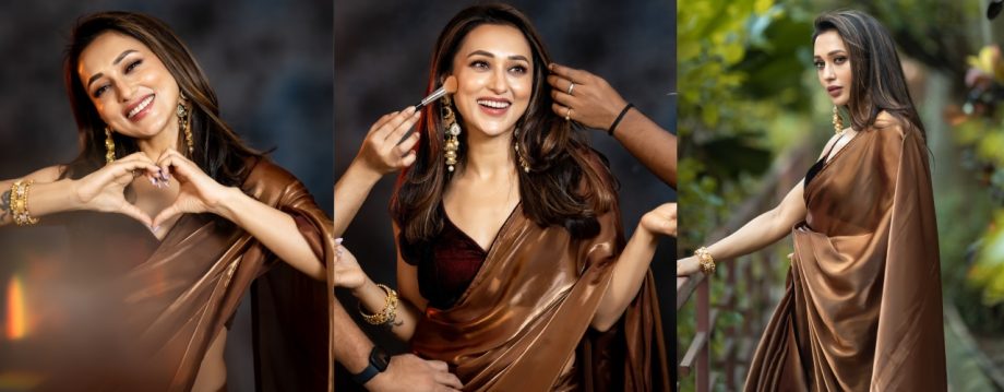 Mimi Chakraborty Stuns in Golden Brown Saree, Exudes Elegance and Glamour 922955