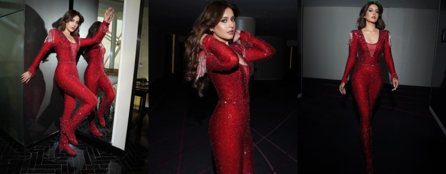 Raashii Khanna Sizzles in Red Glittery Jumpsuit 920674