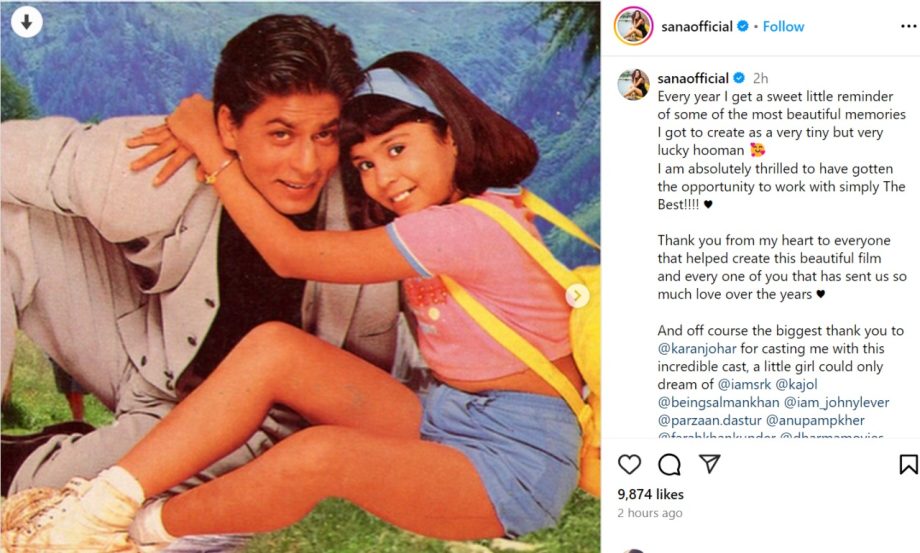Sana Saeed aka little Anjali from 'Kuch Kuch Hota Hai' goes down the memory lane as the film completes 26 years 922124