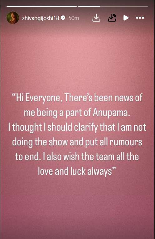 Shivangi Joshi Addresses Her Fans; Refutes Rumours of Entering Anupamaa 921020