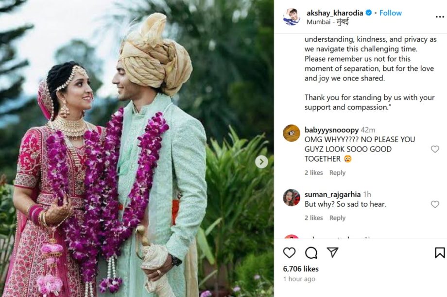 Pandya Store's Akshay Kharodia Announces Separation From Divya Punetha Says, 