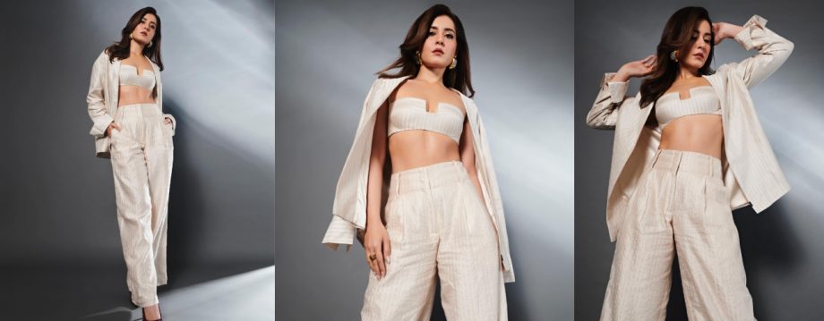 Raashii Khanna Screams Attention In A Creamy Chic Striped Pantsuit, Her Bossy Vibe Creates Buzz 927301