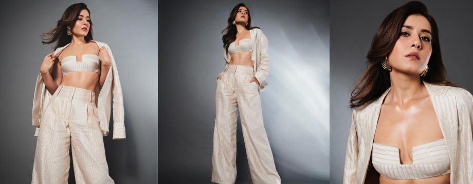 Raashii Khanna Screams Attention In A Creamy Chic Striped Pantsuit, Her Bossy Vibe Creates Buzz 927302