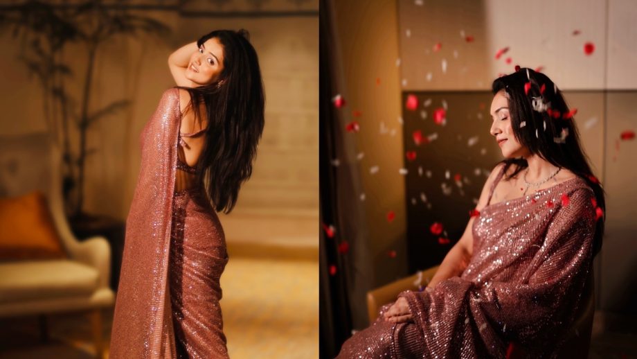 Radhakrishn Fame Mallika Singh Glams Up In Glittery Saree, Steals Attention With Her Hourglass Figure 924375