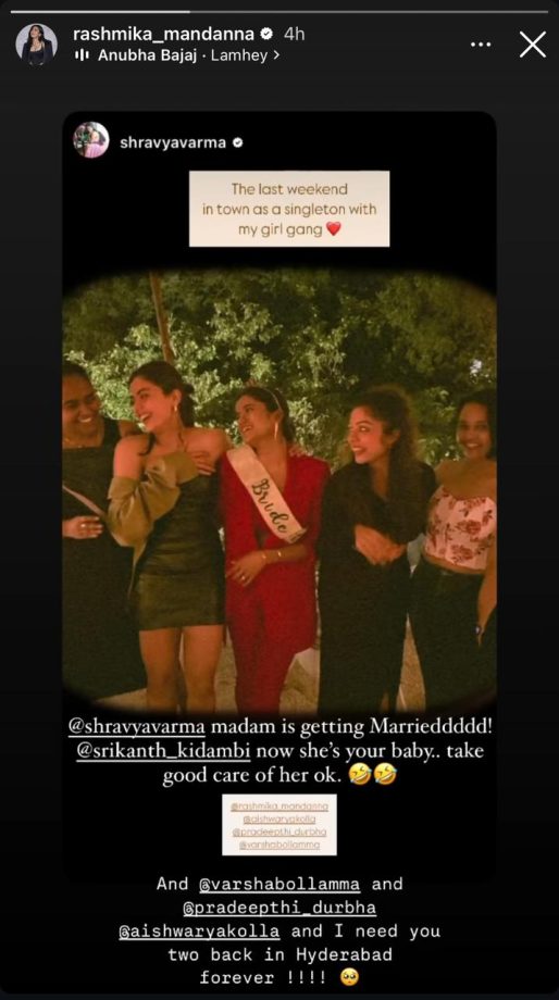 Rashmika Mandanna enjoys with her 'girl gang' at a friend's bachelorette 924335