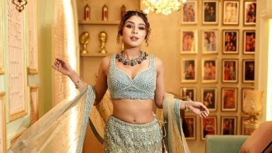 Adrija Roy Channels Desi Cinderella Vibes in Stunning Sky-Blue Lehenga Set