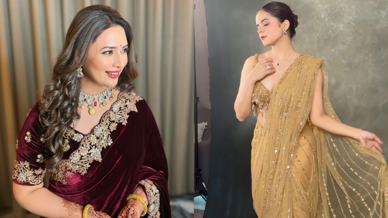 Divyanka Tripathi's Velvet Glam or Palak Sindhwani's Sheer Elegance: Wedding Saree Face-Off! 930553