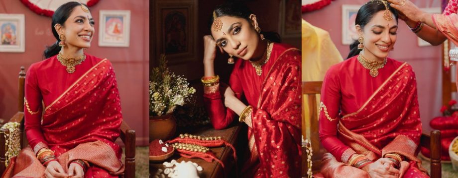 The Bride in Red: Sobhita Dhulipala's Bridal Glow at Pelli Kuthuru Ceremony 928117