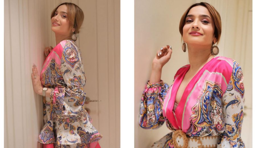 Ankita Lokhande Dazzles in a Playful Pink Mini Dress with Elegant Details 933144