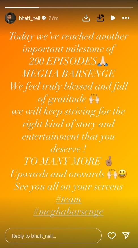 'Megha Barsenge' completes 200 Episodes, Neil Bhatt expresses gratitude 937833