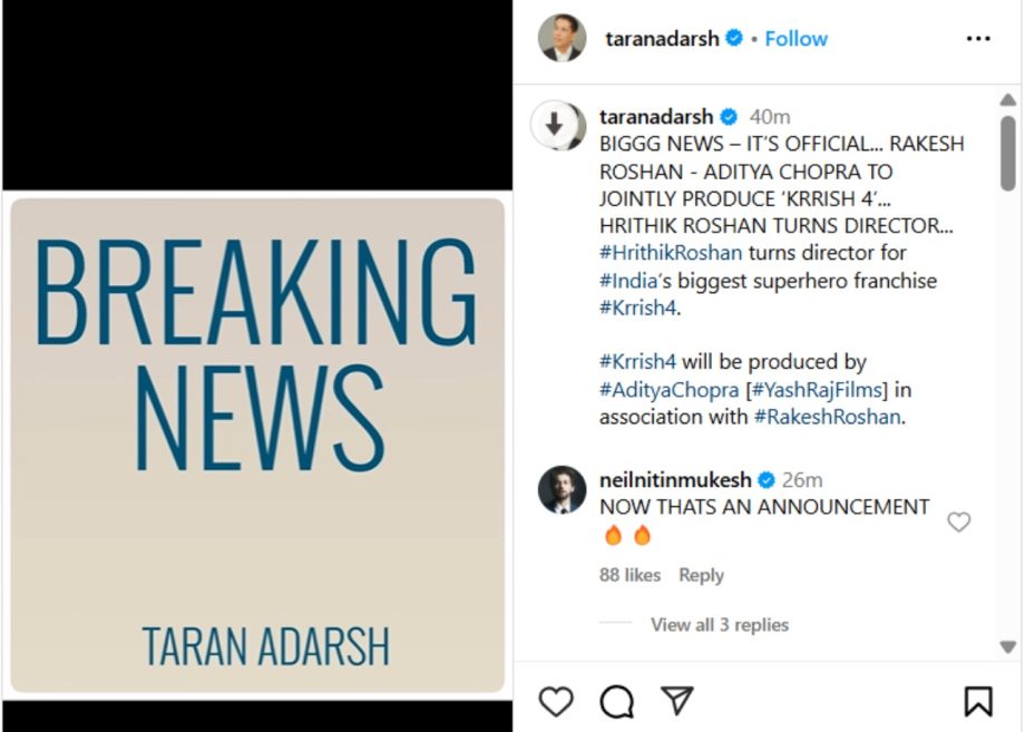 Hrithik Roshan turns director for 'Krrish 4'; to go on floors next year 942353