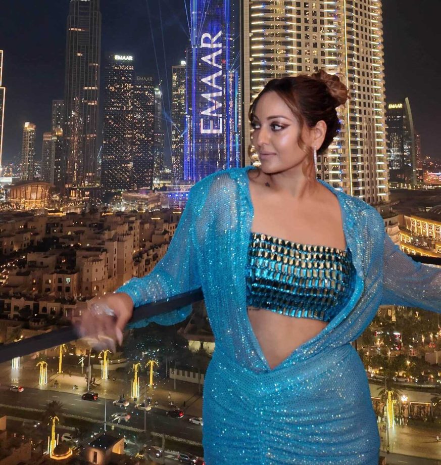 Sonakshi Sinha Shines in Shimmery Blue Dress with Bold Styling 942462