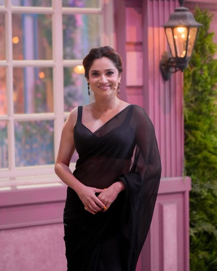 Ankita Lokhande Exudes Grace in a Sheer Black Saree 943408