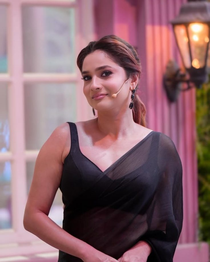 Ankita Lokhande Exudes Grace in a Sheer Black Saree 943410