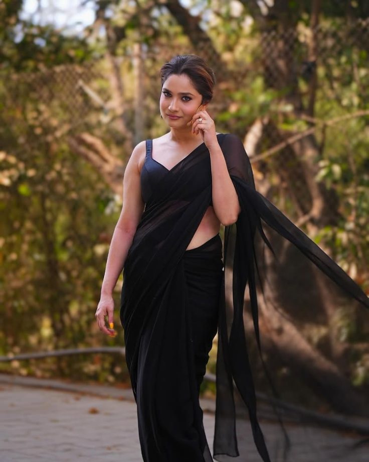 Ankita Lokhande Exudes Grace in a Sheer Black Saree 943411