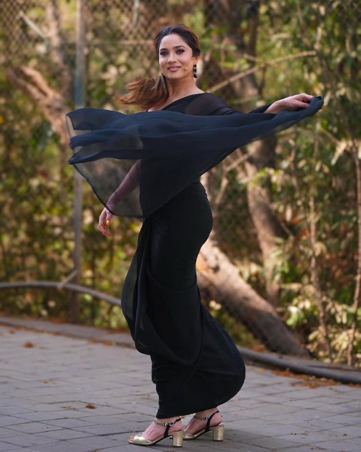 Ankita Lokhande Exudes Grace in a Sheer Black Saree 943412