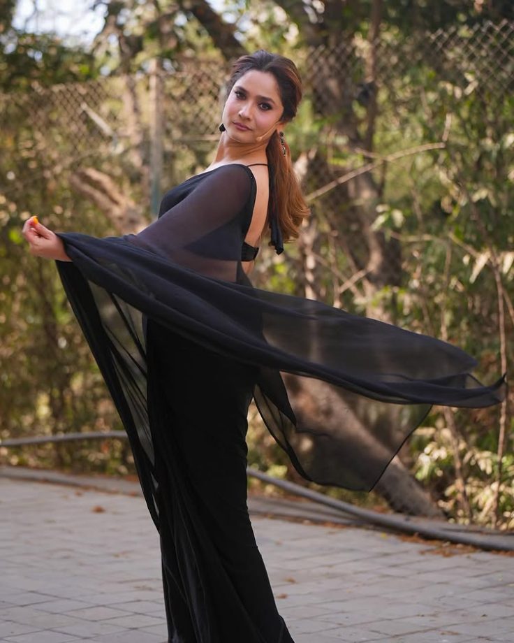Ankita Lokhande Exudes Grace in a Sheer Black Saree 943413