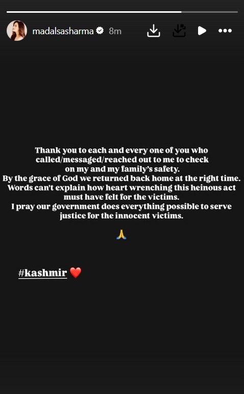 Anupamaa Fame Madalsa Sharma Confirms Family's Safety Amid Pahalgam Attack: 