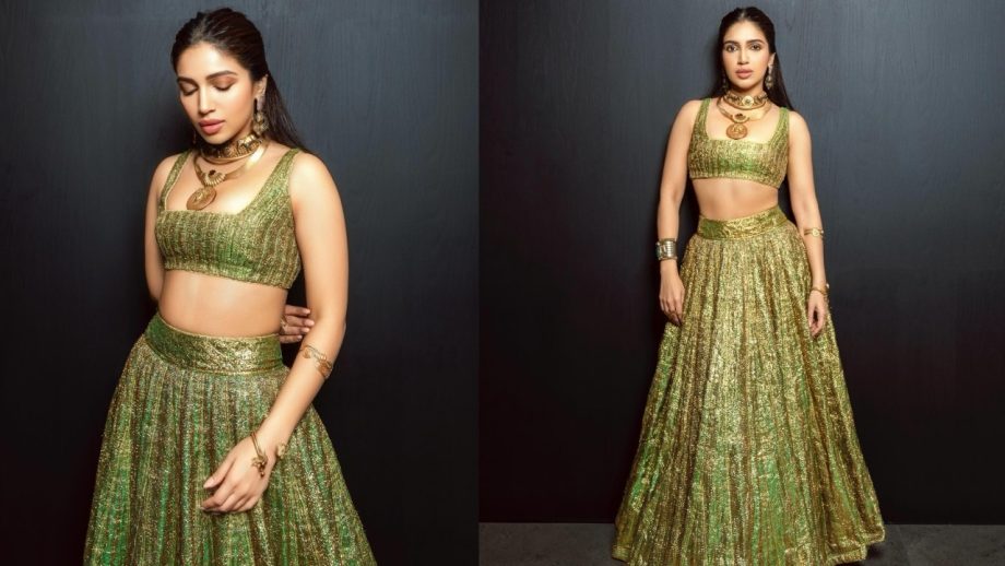 Bhumi Pednekar Glows in a Regal Green and Gold Ensemble 944135