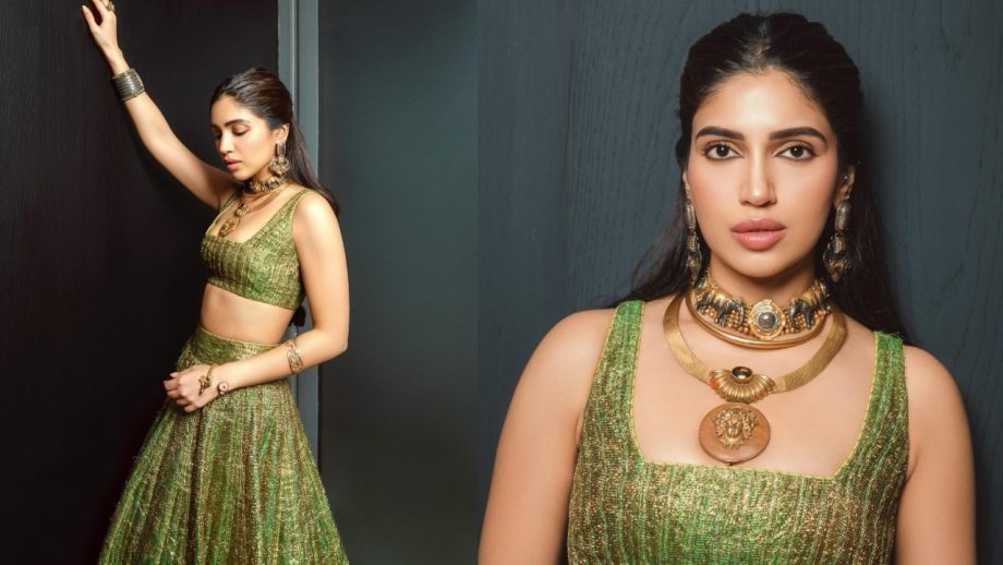 Bhumi Pednekar Glows in a Regal Green and Gold Ensemble 944136