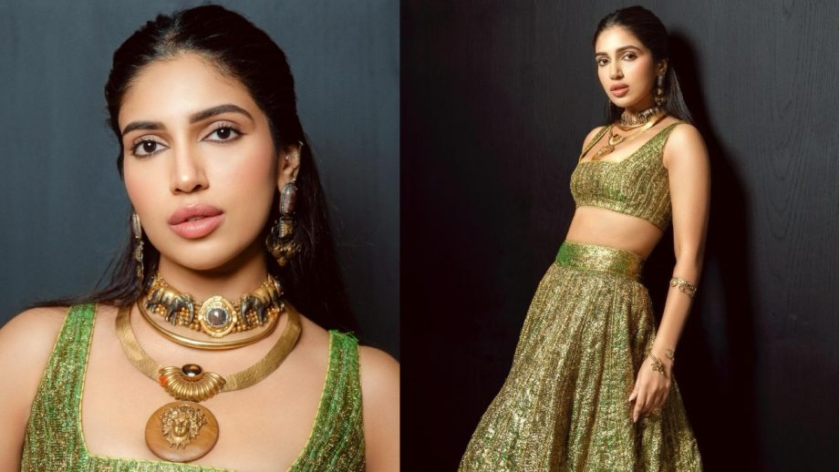 Bhumi Pednekar Glows in a Regal Green and Gold Ensemble 944137