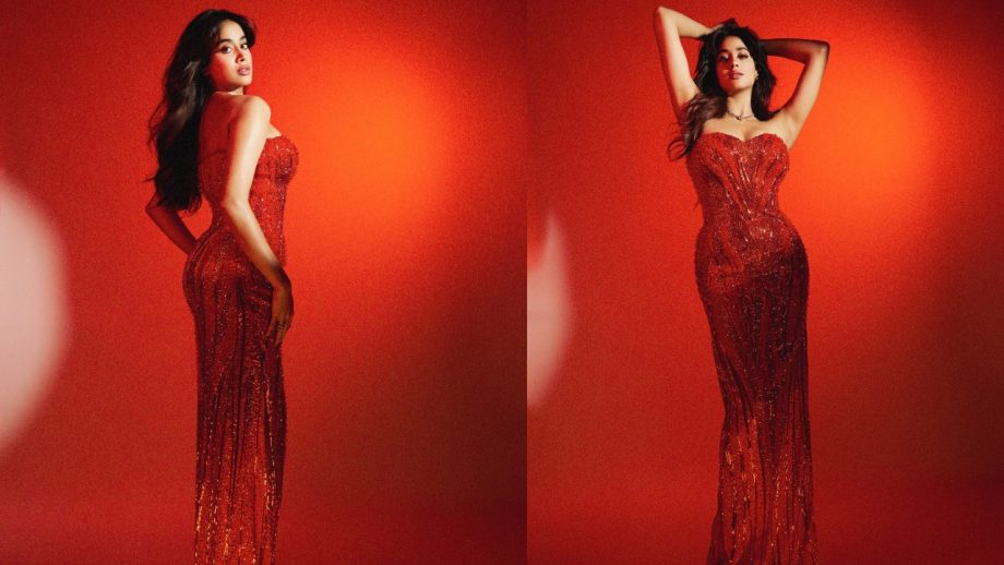 Janhvi Kapoor Dazzles in a Glamorous Red Bodycon Gown 944074