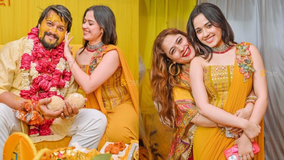 Jannat Zubair's Yellow Corset Blouse & Satin Saree Is Perfect Haldi Dream For Brides - See Pics 944345