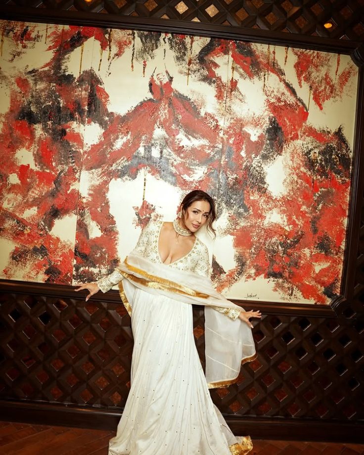 Malaika Arora Dazzles in a Regal White Anarkali 943360