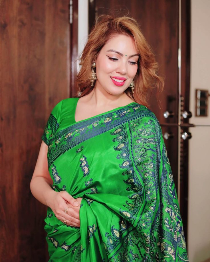 Munmun Dutta’s Green Baluchari Saree Look For Poila Boishakh Wins Hearts 944463