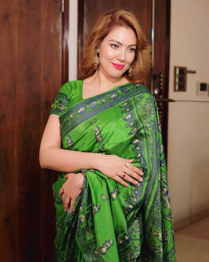 Munmun Dutta’s Green Baluchari Saree Look For Poila Boishakh Wins Hearts 944468