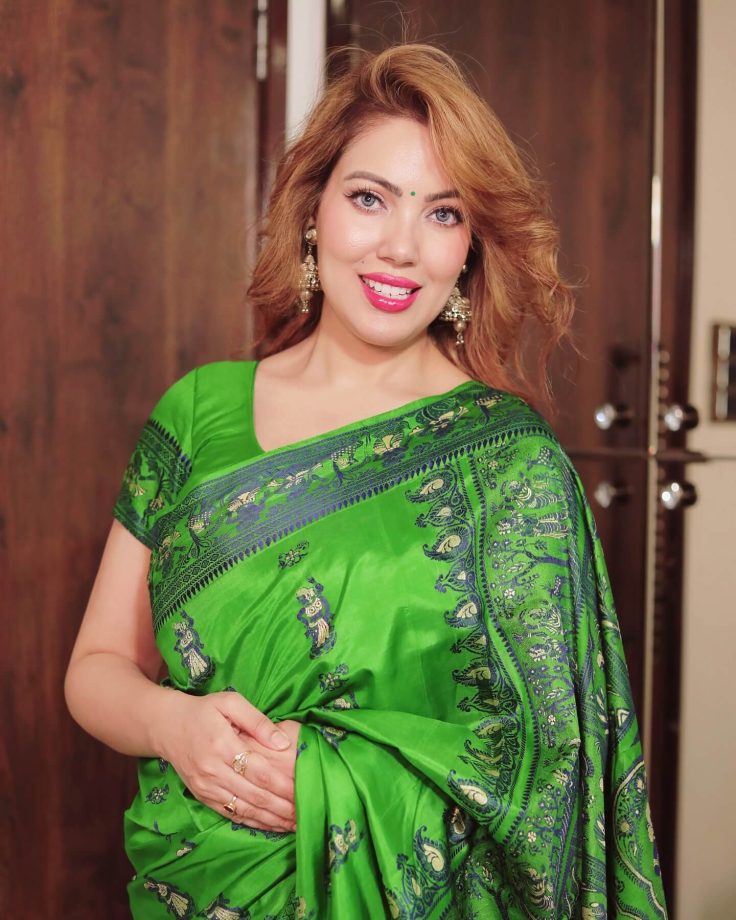 Munmun Dutta’s Green Baluchari Saree Look For Poila Boishakh Wins Hearts 944462