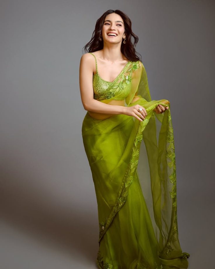 Pratibha Ranta Looks Dreamy in a Green Net Saree 945080
