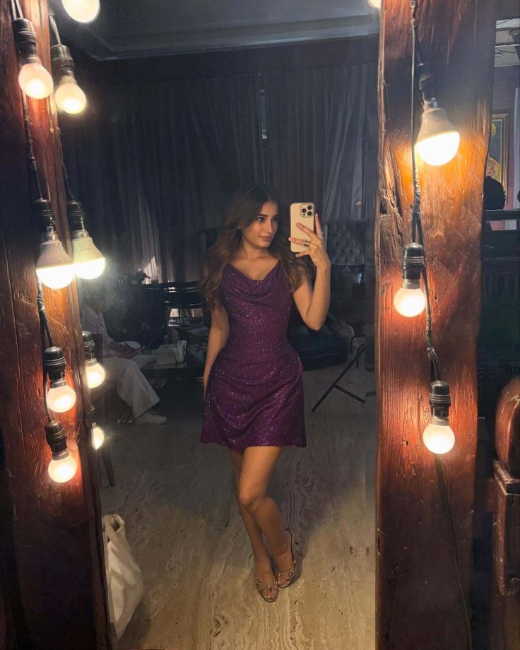 Rasha Thadani's In Stunning Purple Mini Dress 945979
