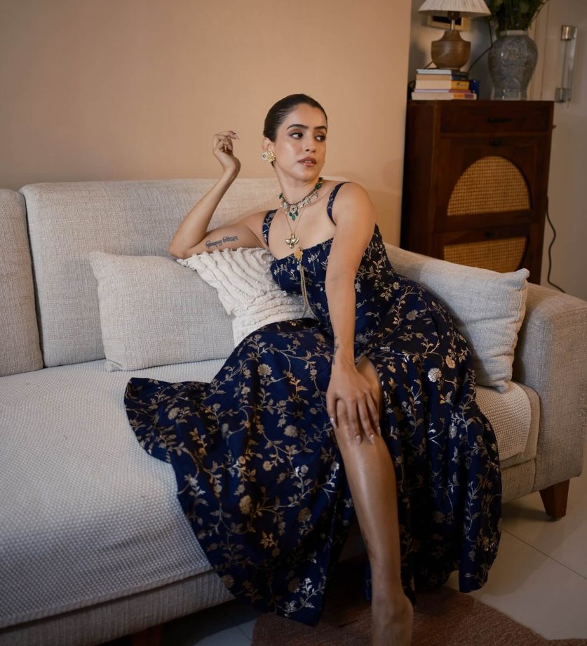 Sanya Malhotra Serves in a Midnight Blue Floral Gown, and We’re Obsessed 945936