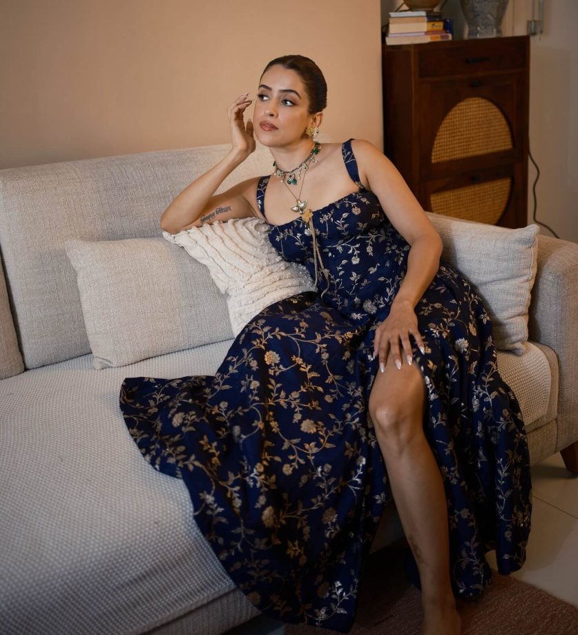 Sanya Malhotra Serves in a Midnight Blue Floral Gown, and We’re Obsessed 945934