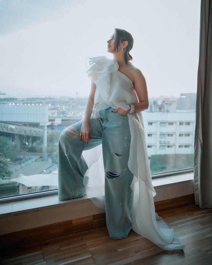 Tamannaah Bhatia Keeps It Chic in a One-Shoulder Top and Baggy Jeans 944214