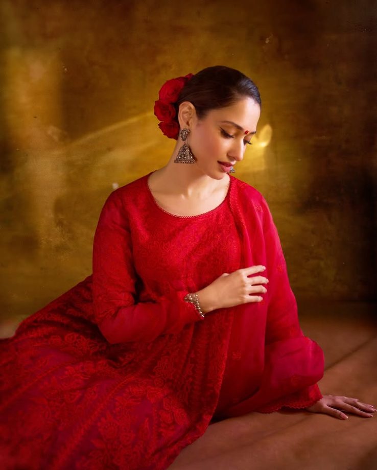 Tamannaah Bhatia Radiates Bridal Elegance In Red Anarkali Worth Rupees 159,500: See Pics 943788