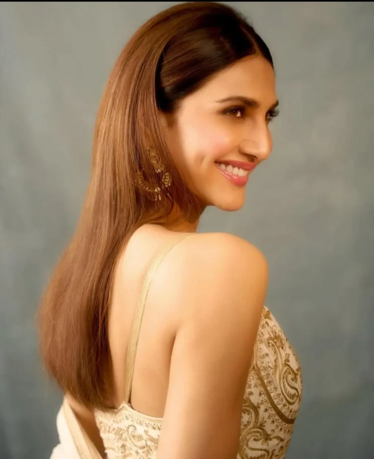 Vaani Kapoor in a Creamy White Dress with Golden Detailing 946035