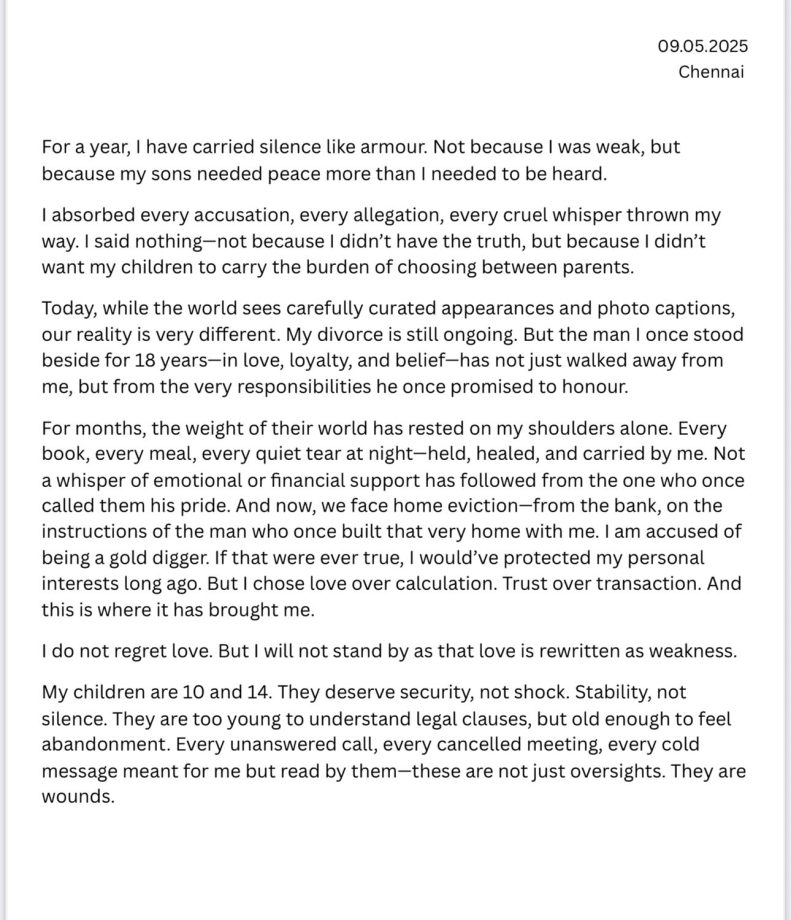 Aarti Ravi Broke Her Silence, Saying, ‘Kindly refrain from calling me an ex-wife’ 947542
